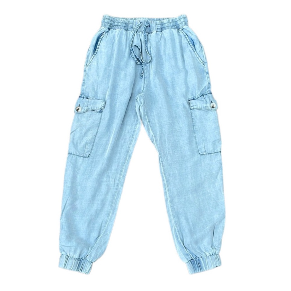 VICI Light Blue Denim Look Lightweight Tencel Soft Jogger Pants